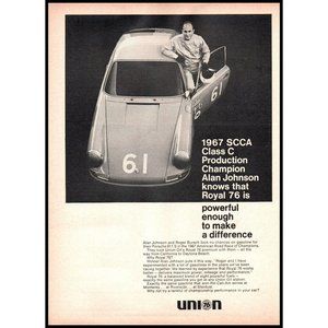 1968 Union 76 Royal 76 Gas Porsche 911 SCCA Race Vintage Print Ad Wall Art Photo